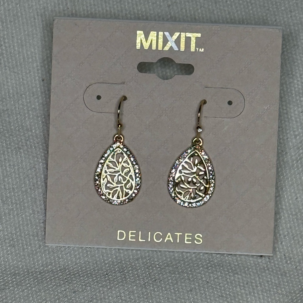 Mixit Gold and Silver Teardrop Earrings